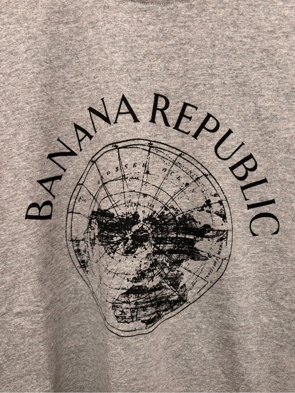 Banana Republic Gray Graphic Vintage 90’s Globe Crew Neck Tee. Sz M. NWOT